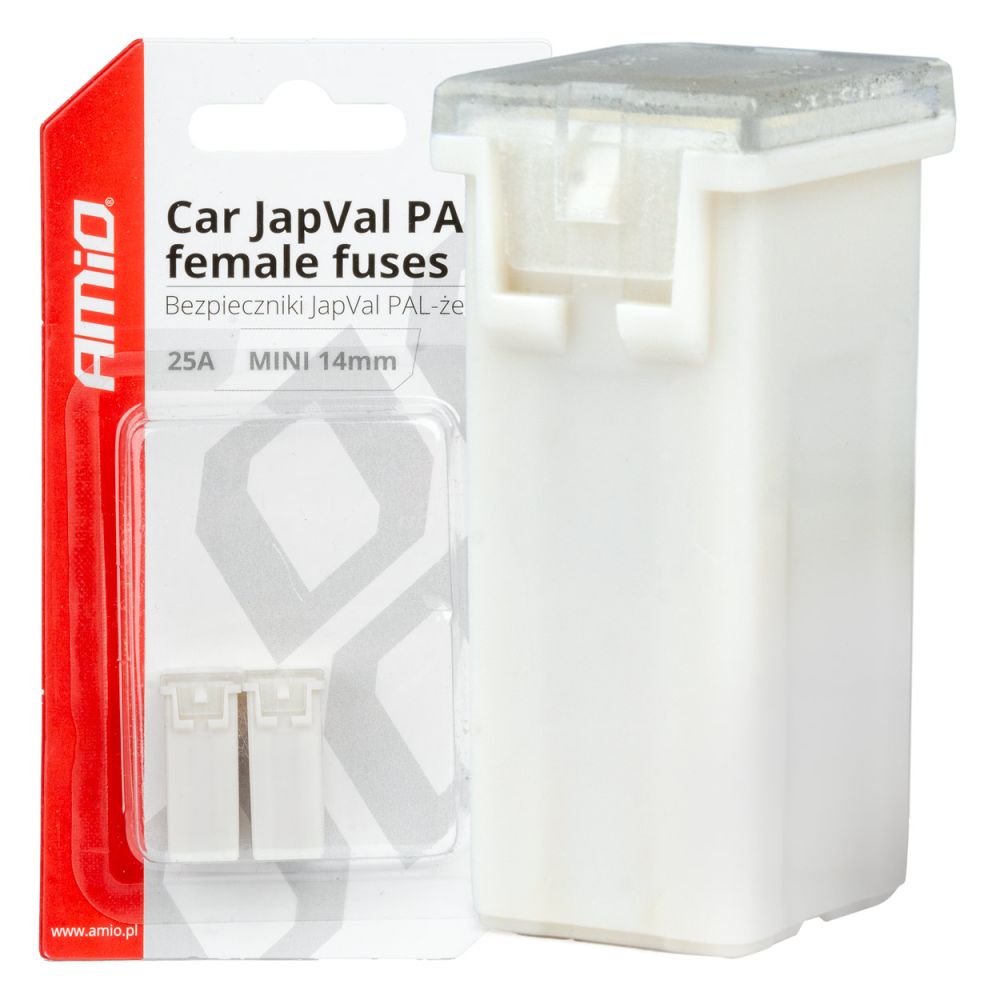 Amio - ΑΣΦΑΛΕΙΕΣ JapVal PAL ΜΙΝΙ 14mm ΘΗΛΥΚΕΣ 25A ΣΕ ΛΕΥΚΟ ΧΡΩΜΑ - 2 Τεμ. (03436/AM)
