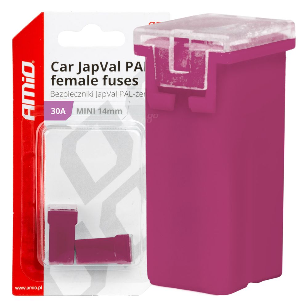 Amio - ΑΣΦΑΛΕΙΕΣ JapVal PAL ΜΙΝΙ 14mm ΘΗΛΥΚΕΣ 30A ΣΕ ΜΩΒ ΧΡΩΜΑ - 2 Τεμ. (03437/AM)