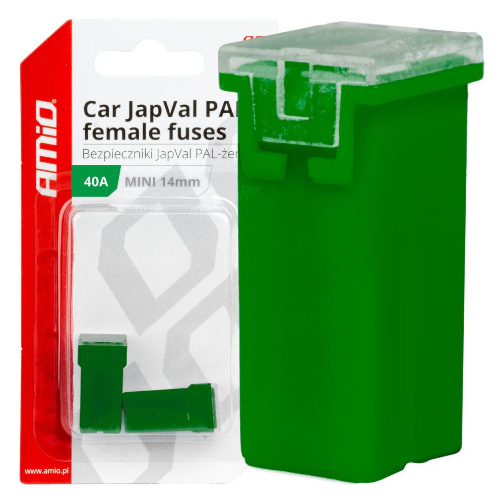 Amio - ΑΣΦΑΛΕΙΕΣ JapVal PAL ΜΙΝΙ 14mm ΘΗΛΥΚΕΣ 40A ΣΕ ΠΡΑΣΙΝΟ ΧΡΩΜΑ - 2 Τεμ. (03438/AM)