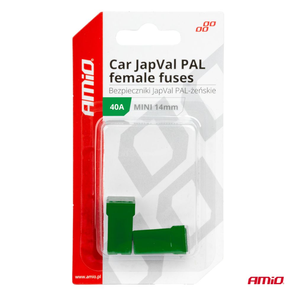 Amio - ΑΣΦΑΛΕΙΕΣ JapVal PAL ΜΙΝΙ 14mm ΘΗΛΥΚΕΣ 40A ΣΕ ΠΡΑΣΙΝΟ ΧΡΩΜΑ - 2 Τεμ. (03438/AM)