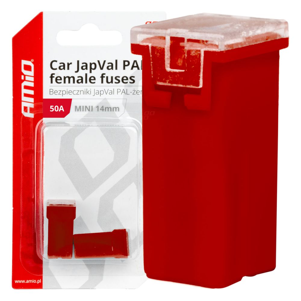 Amio - ΑΣΦΑΛΕΙΕΣ JapVal PAL ΜΙΝΙ 14mm ΘΗΛΥΚΕΣ 50A ΣΕ ΚΟΚΚΙΝΟ ΧΡΩΜΑ - 2 Τεμ. (03439/AM)