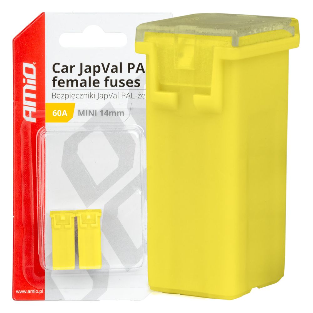 Amio - ΑΣΦΑΛΕΙΕΣ JapVal PAL ΜΙΝΙ 14mm ΘΗΛΥΚΕΣ 60A ΣΕ ΚΙΤΡΙΝΟ ΧΡΩΜΑ - 2 Τεμ. (03440/AM)