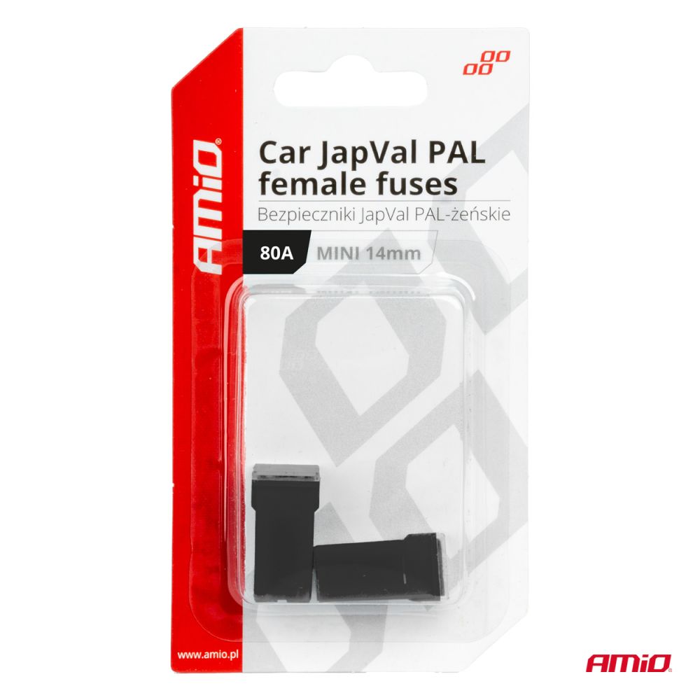 Amio - ΑΣΦΑΛΕΙΕΣ JapVal PAL ΜΙΝΙ 14mm ΘΗΛΥΚΕΣ 80A ΣΕ ΜΑΥΡΟ ΧΡΩΜΑ - 2 Τεμ. (03442/AM)