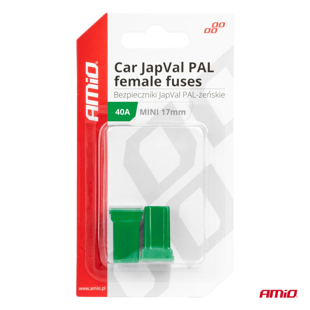 Amio - ΑΣΦΑΛΕΙΕΣ JapVal PAL ΜΙΝΙ 17mm ΘΗΛΥΚΕΣ 40A ΣΕ ΠΡΑΣΙΝΟ ΧΡΩΜΑ - 2 Τεμ. (03445/AM)