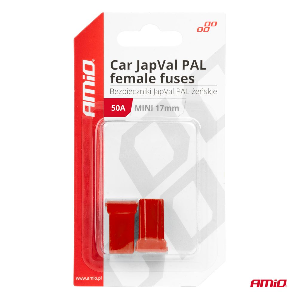 Amio - ΑΣΦΑΛΕΙΕΣ JapVal PAL ΜΙΝΙ 17mm ΘΗΛΥΚΕΣ 50A ΣΕ ΚΟΚΚΙΝΟ ΧΡΩΜΑ - 2 Τεμ. (03446/AM)