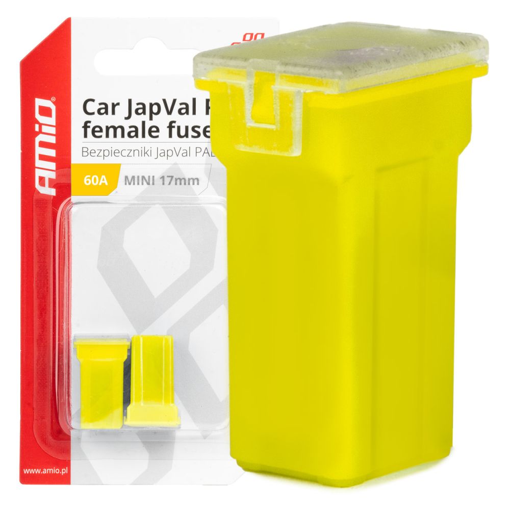 Amio - ΑΣΦΑΛΕΙΕΣ JapVal PAL ΜΙΝΙ 17mm ΘΗΛΥΚΕΣ 60A ΣΕ ΚΙΤΡΙΝΟ ΧΡΩΜΑ - 2 Τεμ. (03447/AM)