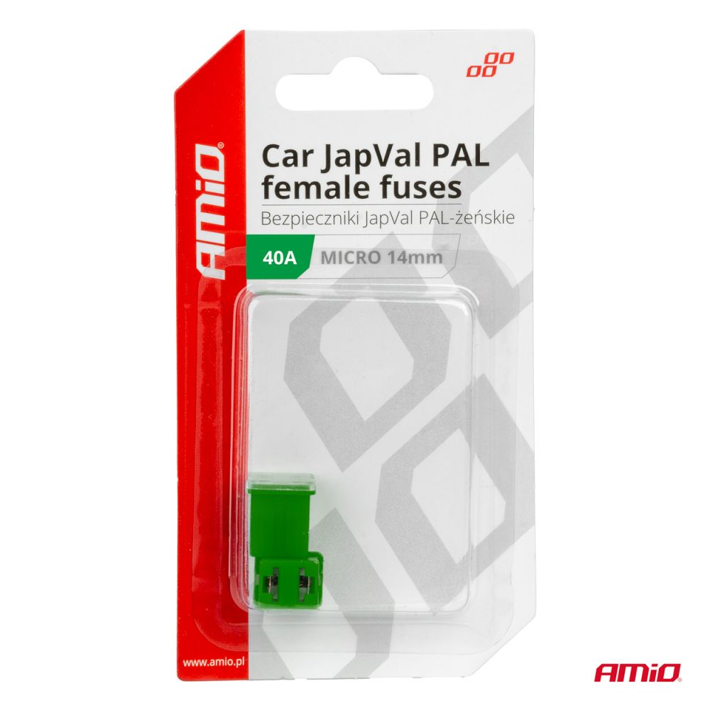 Amio - ΑΣΦΑΛΕΙΕΣ JapVal PAL ΜICRO 14mm ΘΗΛΥΚΕΣ 40A ΣΕ ΠΡΑΣΙΝΟ ΧΡΩΜΑ - 2 Τεμ. (03454/AM)