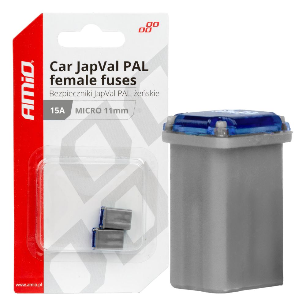 Amio - ΑΣΦΑΛΕΙΕΣ JapVal PAL ΜICRO 11mm ΘΗΛΥΚΕΣ 15A ΣΕ ΓΚΡΙ ΧΡΩΜΑ - 2 Τεμ. (03457/AM)