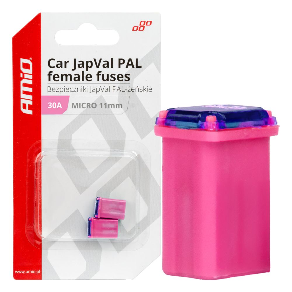 Amio - ΑΣΦΑΛΕΙΕΣ JapVal PAL ΜICRO 11mm ΘΗΛΥΚΕΣ 30A ΣΕ ΡΟΖ ΧΡΩΜΑ - 2 Τεμ. (03460/AM)