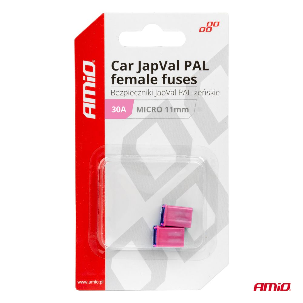 Amio - ΑΣΦΑΛΕΙΕΣ JapVal PAL ΜICRO 11mm ΘΗΛΥΚΕΣ 30A ΣΕ ΡΟΖ ΧΡΩΜΑ - 2 Τεμ. (03460/AM)