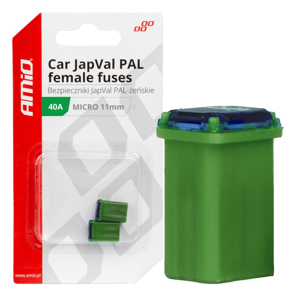 Amio - ΑΣΦΑΛΕΙΕΣ JapVal PAL ΜICRO 11mm ΘΗΛΥΚΕΣ 40A ΣΕ ΠΡΑΣΙΝΟ ΧΡΩΜΑ - 2 Τεμ. (03461/AM)