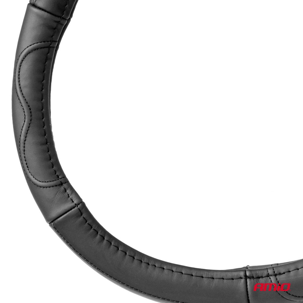 Amio - ΚΑΛΥΜΜΑ ΤΙΜΟΝΙΟΥ ΑΠΟ ΤΕΧΝΟΔΕΡΜΑ 39-41CM SWC-49-L ΣΕ ΜΑΥΡΟ ΧΡΩΜΑ ΜΕ ΜΑΥΡΕΣ ΡΑΦΕΣ - 1 ΤΕΜ. (03552/AM)