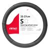 Amio - ΚΑΛΥΜΜΑ ΤΙΜΟΝΙΟΥ ΑΠΟ ΔΕΡΜΑ (S) 35/37cm SWC-50-S ΣΕ ΜΑΥΡΟ ΧΡΩΜΑ ΤΡΥΠΗΤΟ ΜΕ ΜΑΥΡΕΣ ΡΑΦΕΣ - 1 ΤΕΜ. (03555/AM)