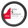 Amio - ΚΑΛΥΜΜΑ ΤΙΜΟΝΙΟΥ ΑΠΟ ΔΕΡΜΑ (S) 35-37cm SWC-51-S ΣΕ ΜΑΥΡΟ ΧΡΩΜΑ ΜΕ ΜΑΥΡΕΣ ΡΑΦΕΣ - 1 Τεμ. (03560/AM)