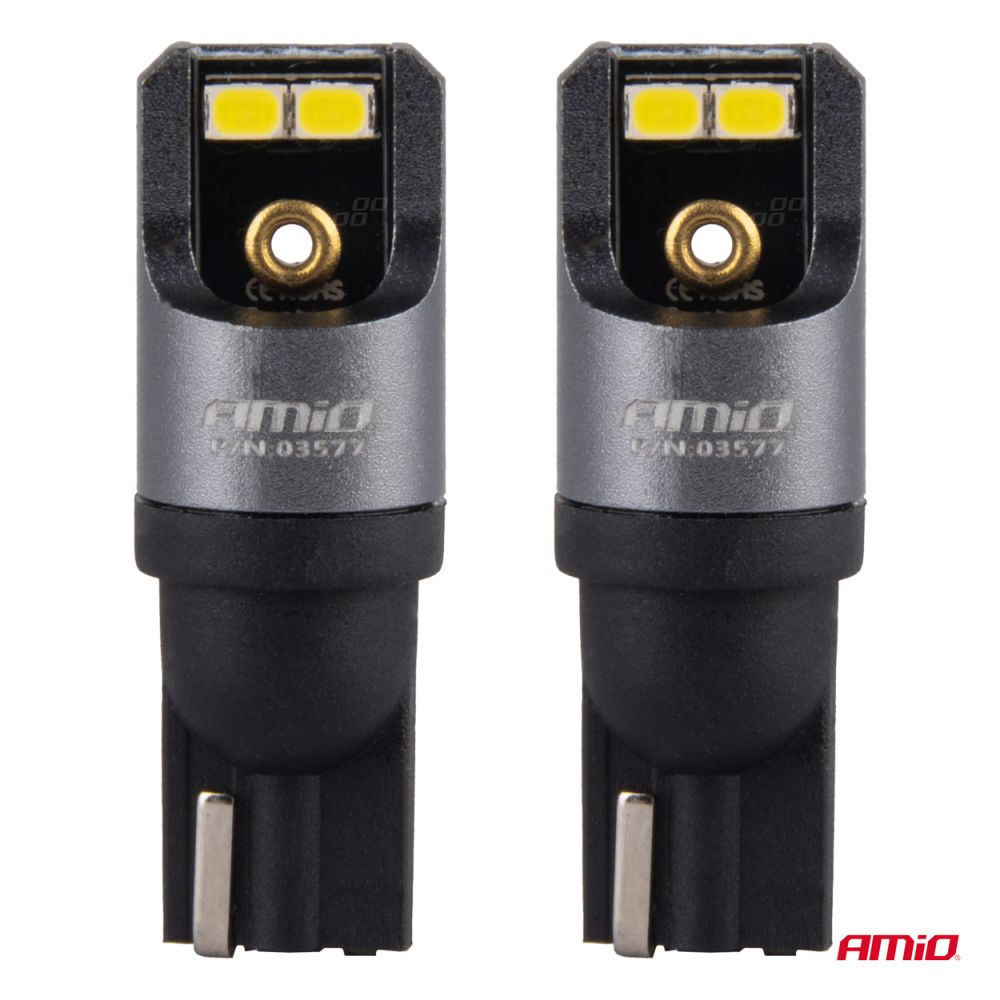 Amio - ΛΑΜΠΑΚΙΑ T10 W5W 12/24V 6.000K 4xSMD LED CAN-BUS ΛΕΥΚΟ 2016 PRO SERIES - 2 Τεμ. (03577/AM)