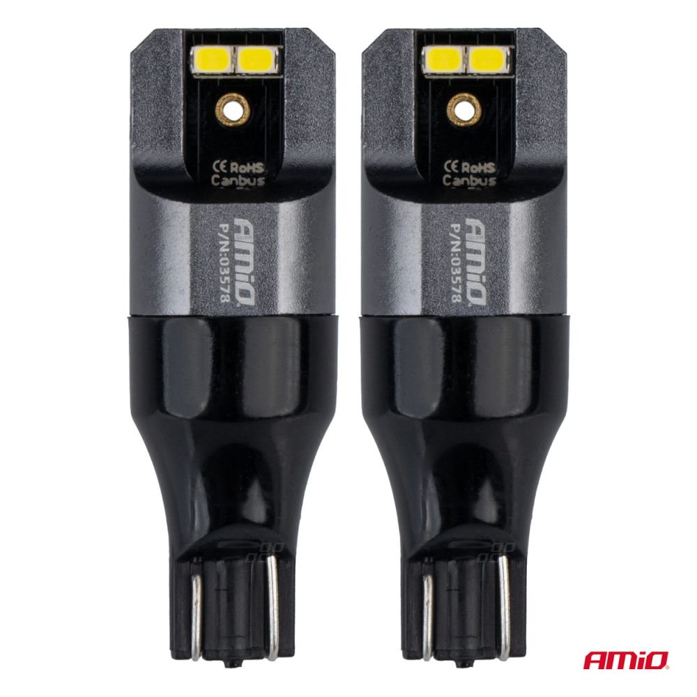 Amio - ΛΑΜΠΑΚΙΑ T15 W16W 12/24V 6.000K 4xSMD LED CAN-BUS ΛΕΥΚΟ 2016 PRO SERIES - 2 Τεμ. (03578/AM)