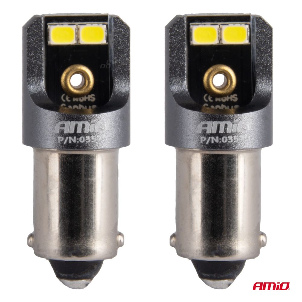 Amio - ΛΑΜΠΑΚΙΑ T4W BA9s 12/24V 6.000K 4xSMD LED CAN-BUS ΛΕΥΚΟ 2016 PRO SERIES - 2 Τεμ. (03579/AM)