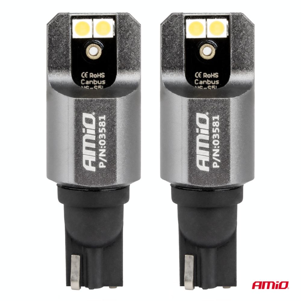 Amio - ΛΑΜΠΕΣ T15 W16W 12/24V 6.000K 4xSMD LED FULL CAN-BUS ΛΕΥΚΟ 3030 PRO SERIES - 2 ΤΕΜ. (03581/AM)