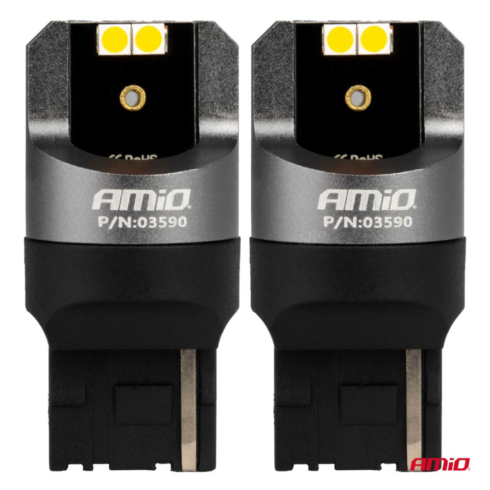 Amio - ΛΑΜΠΕΣ WY21W 12/24V 6.000K 4SMD LED CAN-BUS ΚΙΤΡΙΝΟ PRO SERIES - 2 ΤΕΜ. (03590/AM)