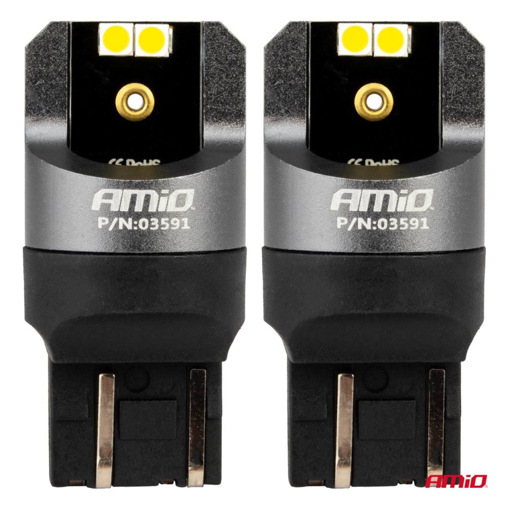 Amio - ΛΑΜΠΑΚΙΑ W21/5W 7443 12/24V 6.000K 4xSMD LED CAN-BUS ΛΕΥΚΟ PRO SERIES - 2 Τεμ. (03591/AM)