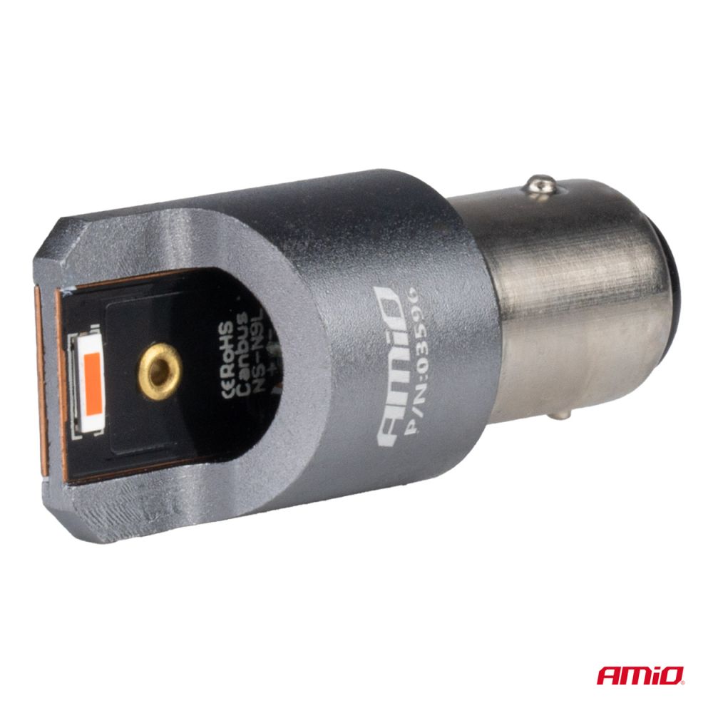 Amio - ΛΑΜΠΑΚΙΑ P21/5W BAY15d 12/24V 6.000K 2xSMD LED FULL CAN-BUS ΚΟΚΚΙΝΟ PRO SERIES - 2 Τεμ. (03596/AM)
