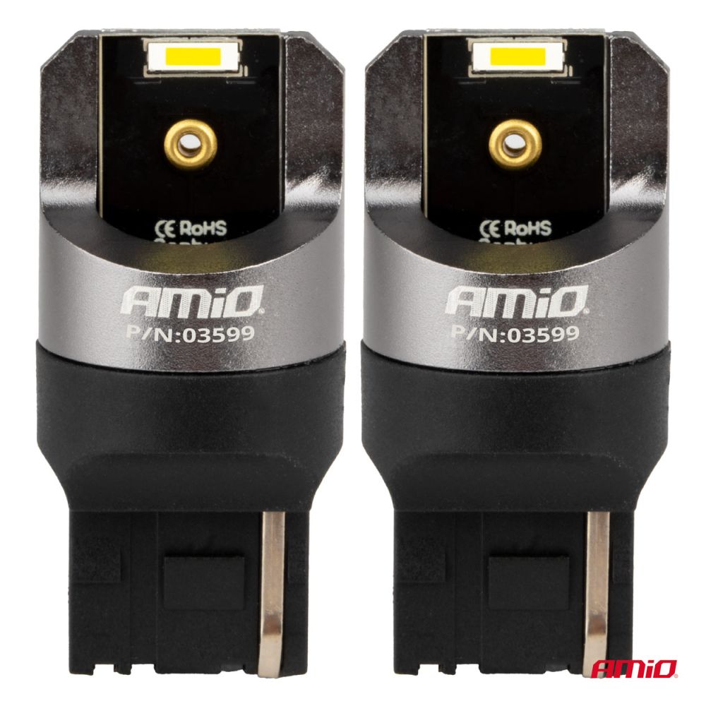 Amio - ΛΑΜΠΑΚΙΑ W21W 12/24V 6.000K 2SMD LED FULL CAN-BUS ΛΕΥΚΑ PRO SERIES - 2 Τεμ. (03599/AM)