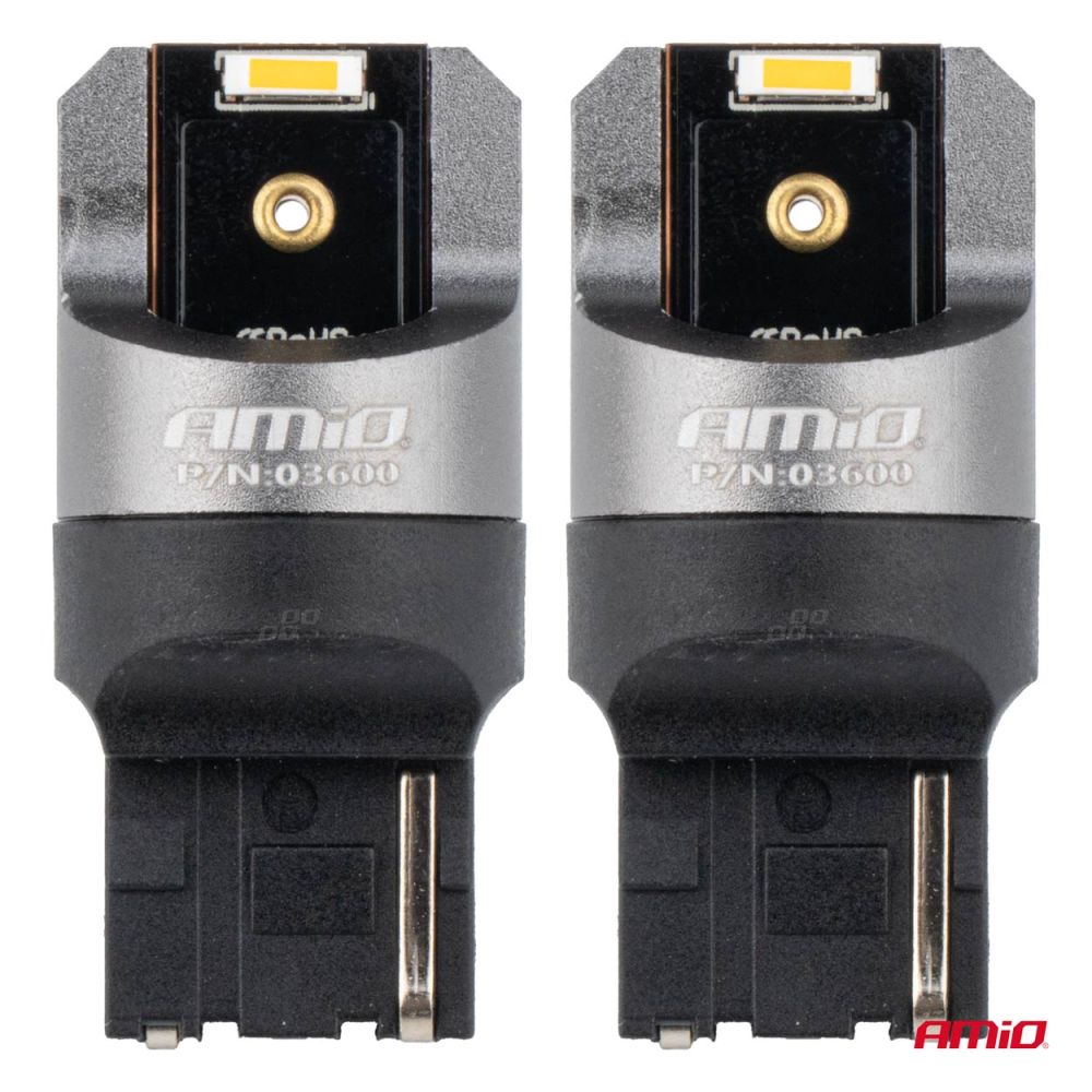 Amio - ΛΑΜΠΑΚΙΑ WY21W 7440 12/24V 6.000K 2xSMD LED FULL CAN-BUS ΠΟΡΤΟΚΑΛΙ PRO SERIES - 2 Τεμ. (03600/AM)