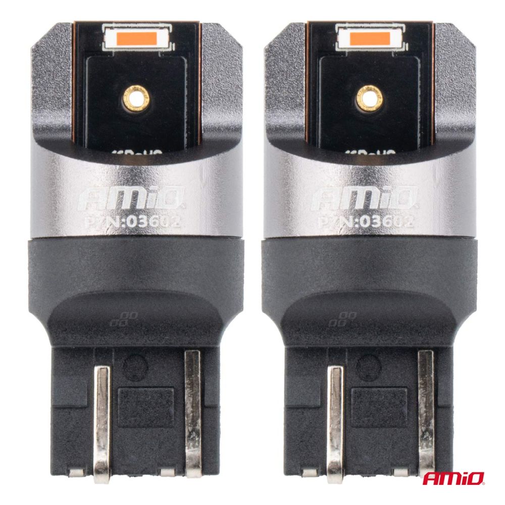 Amio - ΛΑΜΠΑΚΙΑ W21/5W 7443 12/24V 6.000K 2xSMD LED FULL CAN-BUS ΚΟΚΚΙΝΟ PRO SERIES - 2 Τεμ. (03602/AM)