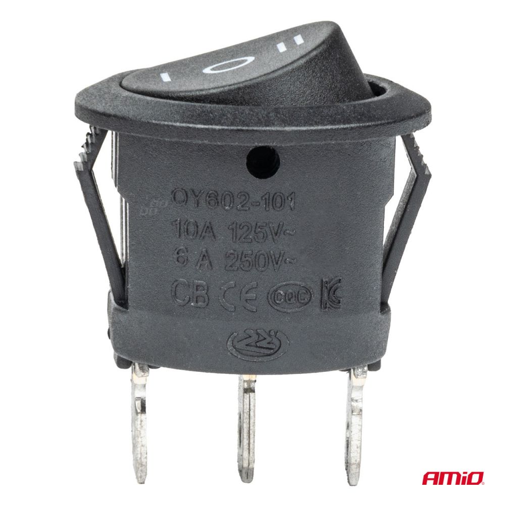 Amio - ΔΙΑΚΟΠΤΗΣ 230V 6A ON-OFF-ON 3 ΕΠΑΦΩΝ ΣΤΡΟΓΓΥΛΟΣ BU03 - 1 ΤΕΜ. (03614/AM)