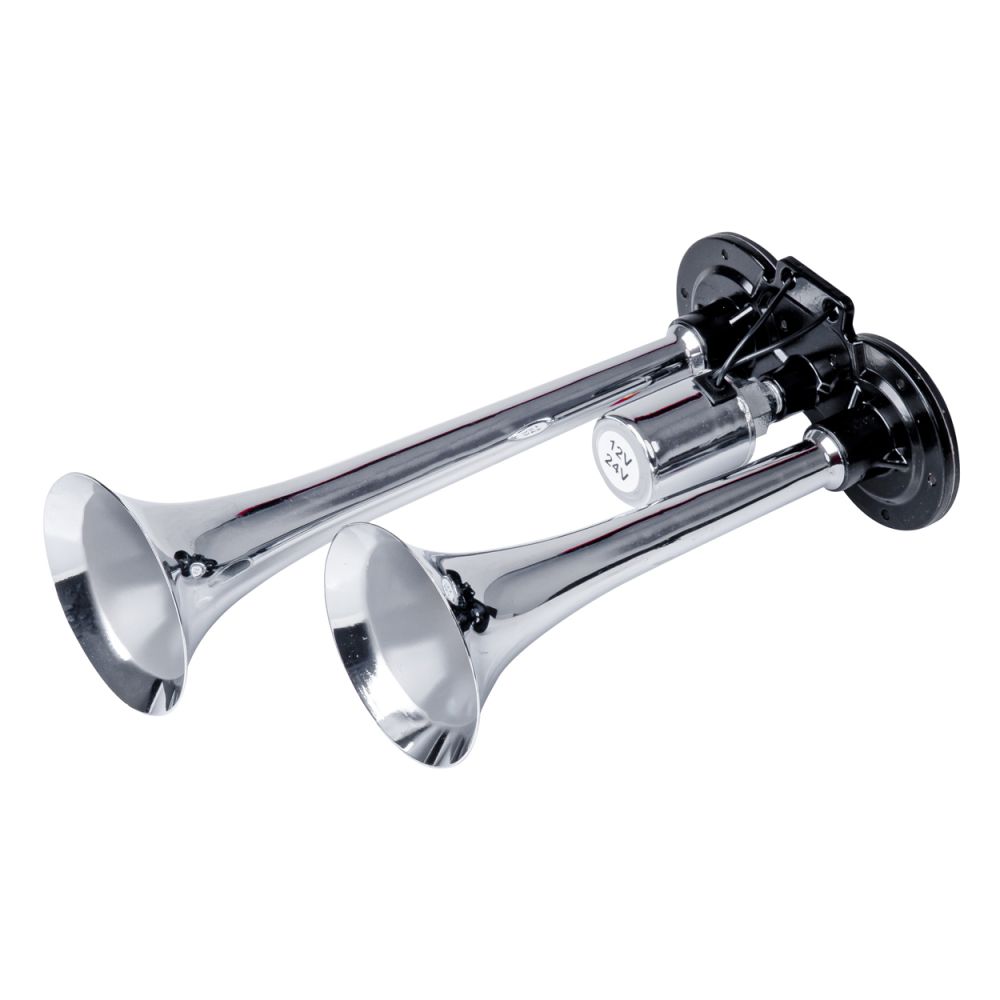 Amio - ΚΟΡΝΑ ΠΝΕΥΜΑΤΙΚΗ 12/24V 118db ΔΙΠΛΗ 2 ΤΟΝΩΝ ΧΡΩΜΙΟ - 1 ΤΕΜ. (03617/AM)