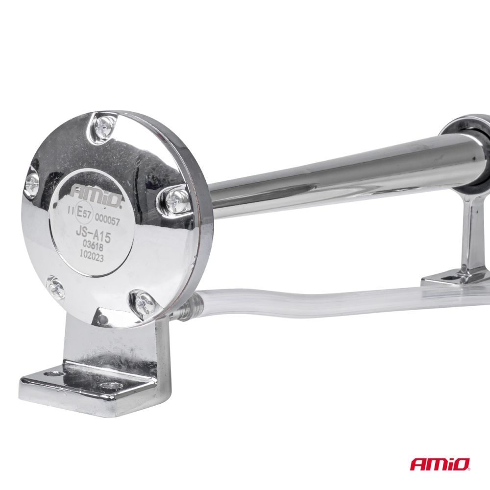 Amio - ΚΟΡΝΑ ΠΝΕΥΜΑΤΙΚΗ ΜΟΝΗ 12V (ΜΗΚΟΣ:45 cm ΔΙΑΜΕΤΡΟΣ ΕΞΟΔΟΥ: 9cm) ΧΡΩΜΙΟΥ - 1 Τεμ. (03618/AM)