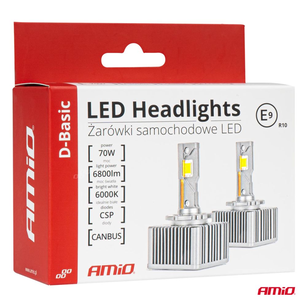 Amio - ΛΑΜΠΕΣ LED D3S/D8R 12V 6.000K 6800lm CAN-BUS D-BASIC SERIES - 2 Τεμ. (03628/AM)