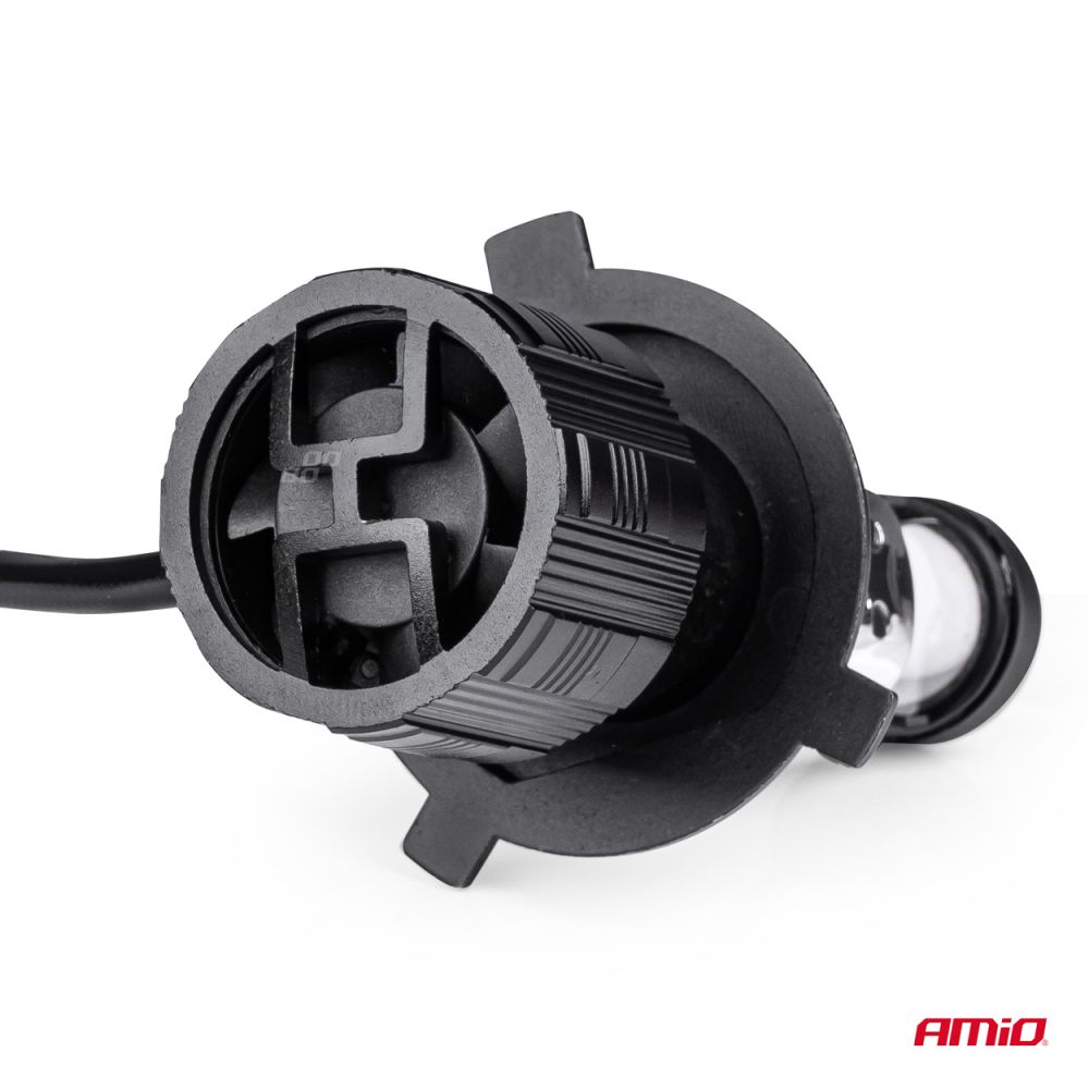 Amio - ΛΑΜΠΕΣ H4 PL-LENS SERIES 9>36V 60W 5.000K 3.800lm LED 2x4575 SMD CAN-BUS ΜΕ ΠΡΟΤΖΕΚΤΟΡΑ - 2 Τεμ. (03667/AM)