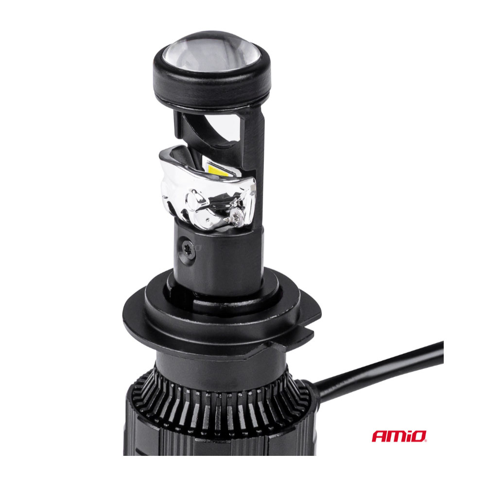 Amio - ΛΑΜΠΕΣ H7 PL-LENS SERIES 9>36V 60W 5.000K 3.800lm LED 2x4575 SMD CAN-BUS ΜΕ ΠΡΟΤΖΕΚΤΟΡΑ - 2 Τεμ. (03668/AM)