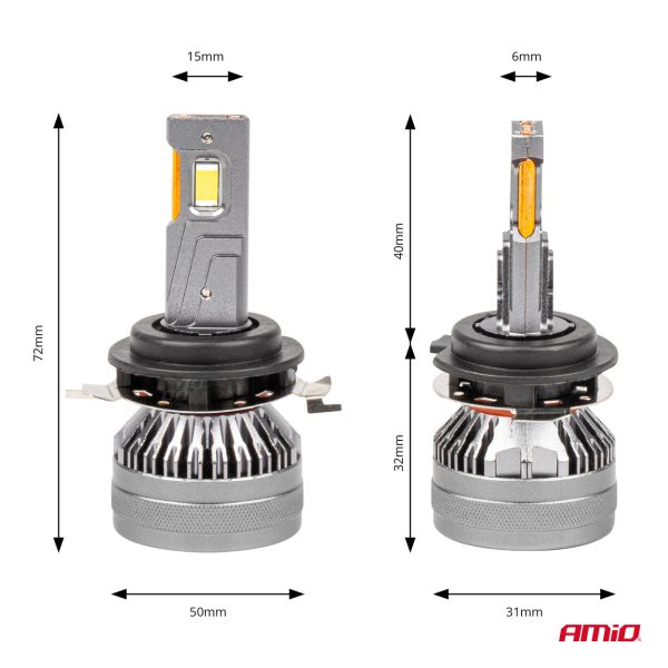 ΛΑΜΠΕΣ H7-1 9>48V 6.500K 4.500lm 50W HP SERIES LED CAN-BUS ΜΕ ΨΥΚΤΡΑ AMIO - 2 Τεμ.