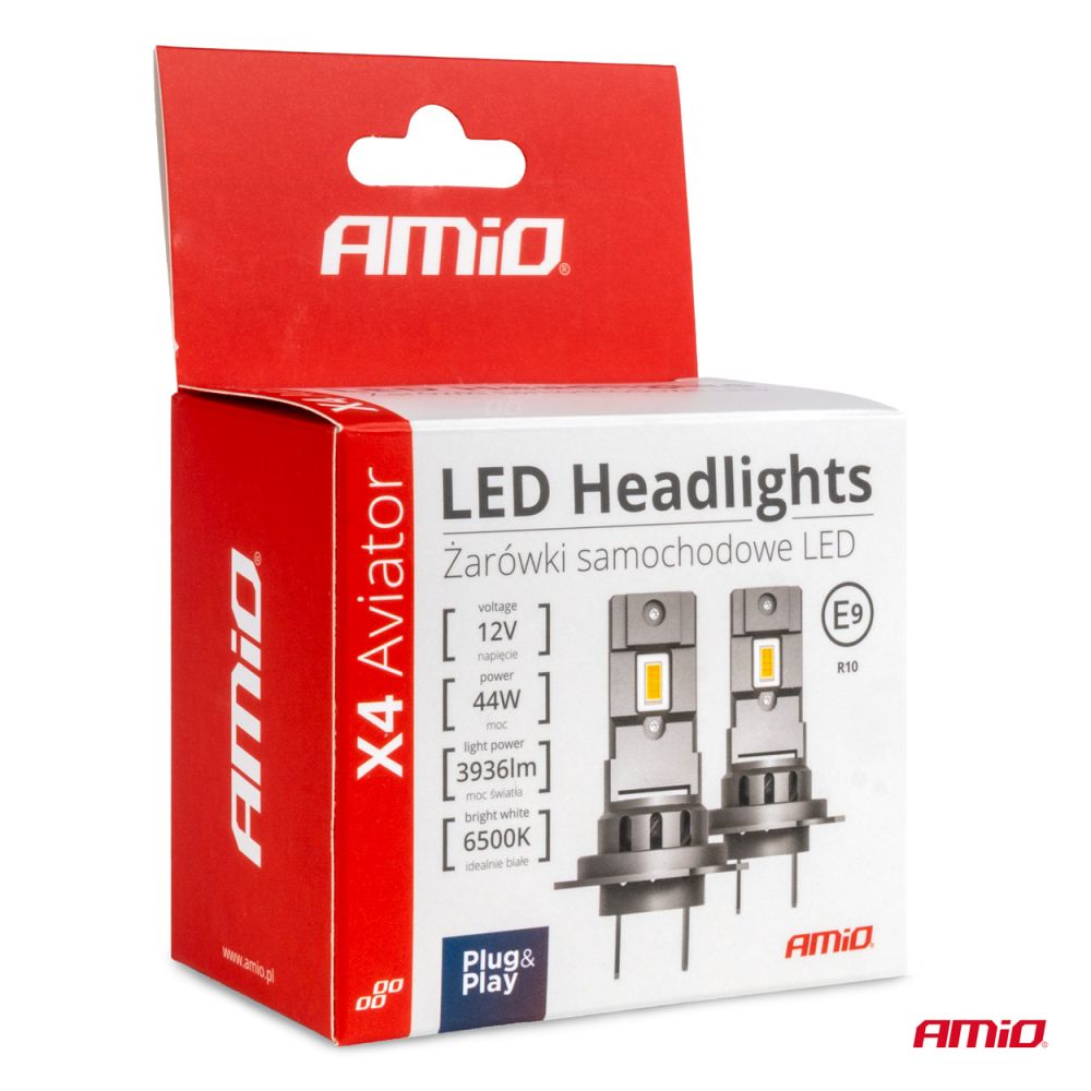 Amio - ΛΑΜΠΕΣ LED H4 12V 44W 6.500K 3.936lm CSP X4 SERIES AVIATOR PLUG & PLAY - 2 ΤΕΜ. (03763/AM)