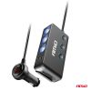 Amio - ΒΟΛΤΟΜΕΤΡΟ 12/24V 200W 5V ΜΕ ΦΙΣ ΑΝΑΠΤΗΡΑ ΚΑΙ ΠΡΟΕΚΤΑΣΗ ΜΕ 3 ΥΠΟΔΟΧΕΣ ΦΙΣ ΑΝΑΠΤΗΡΑ+3xUSB-C+USB-C - 1 Τεμ. (03781/AM)