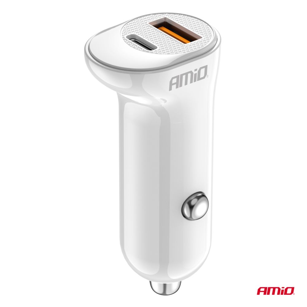 Amio - ΦΟΡΤΙΣΤΗΣ ΑΝΑΠΤΗΡΑ 12/24V ΜΕ 2 ΘΥΡΕΣ USB-C+USB 20W 5V/3AQC ΤΑΧΕΙΑΣ ΦΟΡΤΙΣΗΣ ΛΕΥΚΟΣ - 1 Τεμ. (03875/AM)