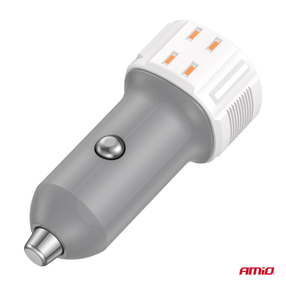 Amio - ΦΟΡΤΙΣΤΗΣ ΑΝΑΠΤΗΡΑ 12/24V ΜΕ 2 ΘΥΡΕΣ USB-C+USB 38W 5V/3AQC ΤΑΧΕΙΑΣ ΦΟΡΤΙΣΗΣ ΛΕΥΚΟΣ - 1 Τεμ. (03883/AM)
