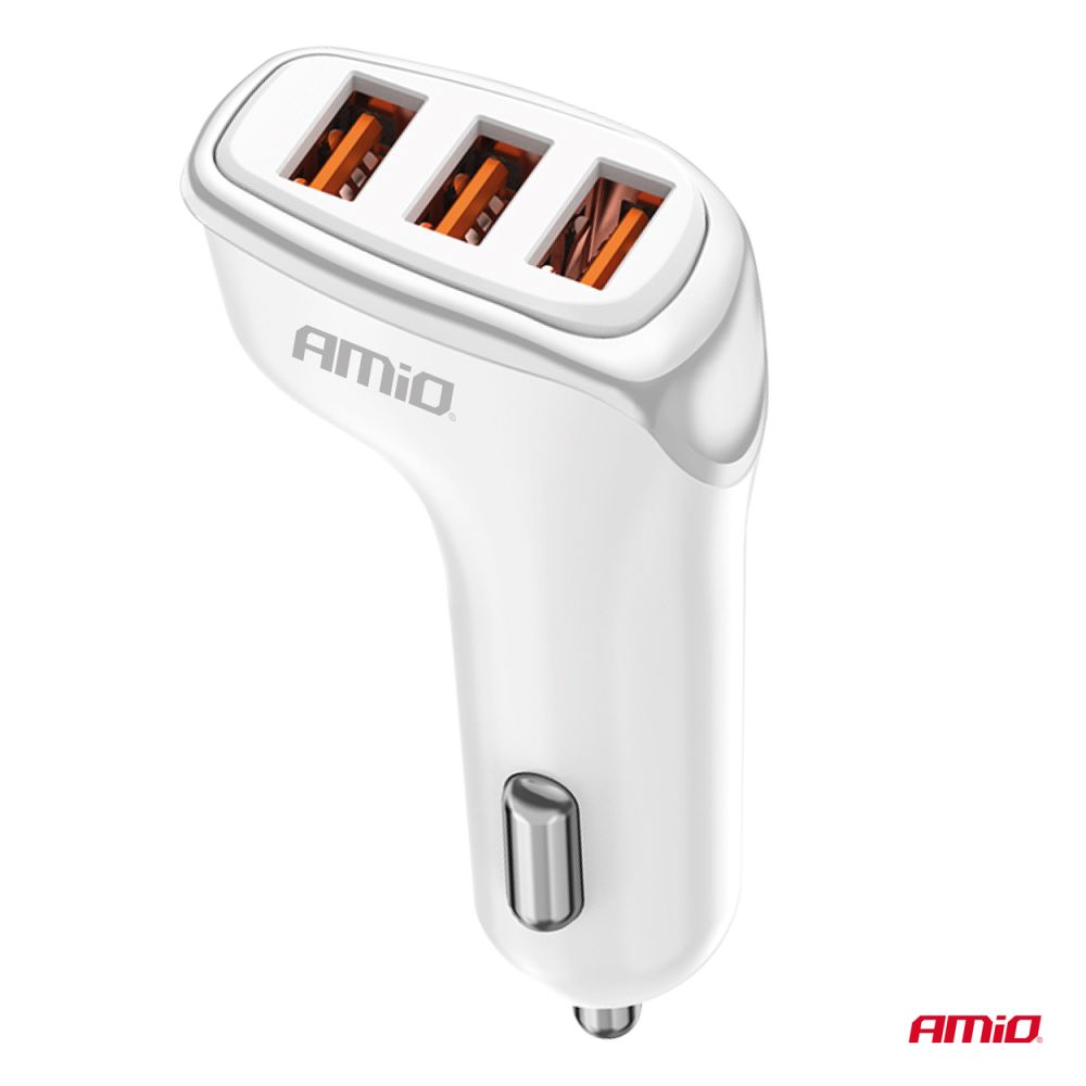 Amio - ΦΟΡΤΙΣΤΗΣ ΑΝΑΠΤΗΡΑ 12/24V ΜΕ 3 ΘΥΡΕΣ 3xUSB 15.5W 5V/3.1A ΛΕΥΚΟΣ - 1 Τεμ. (03885/AM)