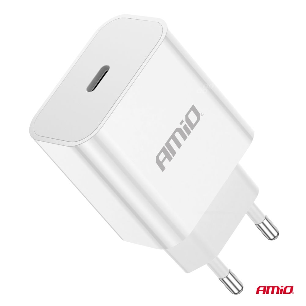 Amio - ΦΟΡΤΙΣΤΗΣ ΚΙΝΗΤΟY ΟΙΚΙΑΚΗ ΠΡΙΖΑ 1ΘΥΡΑ USB-C 20W 5V/3AQC ΛΕΥΚΟΣ - 1 ΤΕΜ. (03891/AM)