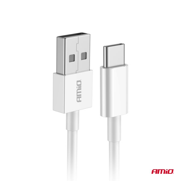 ΚΑΛΩΔΙΑ ΦΟΡΤΙΣΗΣ ΚΑΙ ΜΕΤΑΦΟΡΑΣ ΔΕΔΟΜΕΝΩΝ USB ΣΕ USB-C 200cm 2A ΛΕΥΚΟ ΑΜΙΟ - 1 ΤΕΜ.