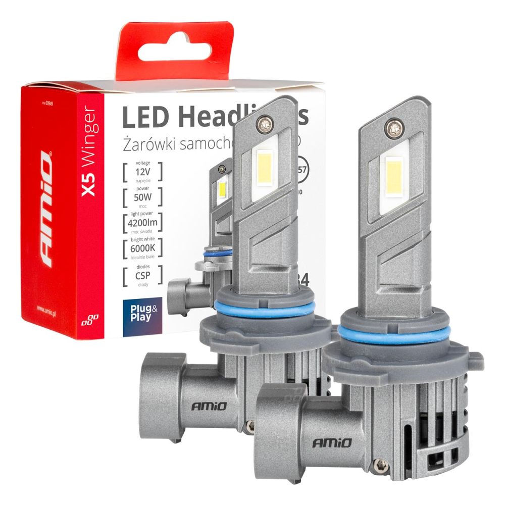Amio - HB4 12V 50W 6.000K 4200LM CSP LED CAN-BUS SERIES X5 WINGER 2ΤΕΜ. (03949/AM)
