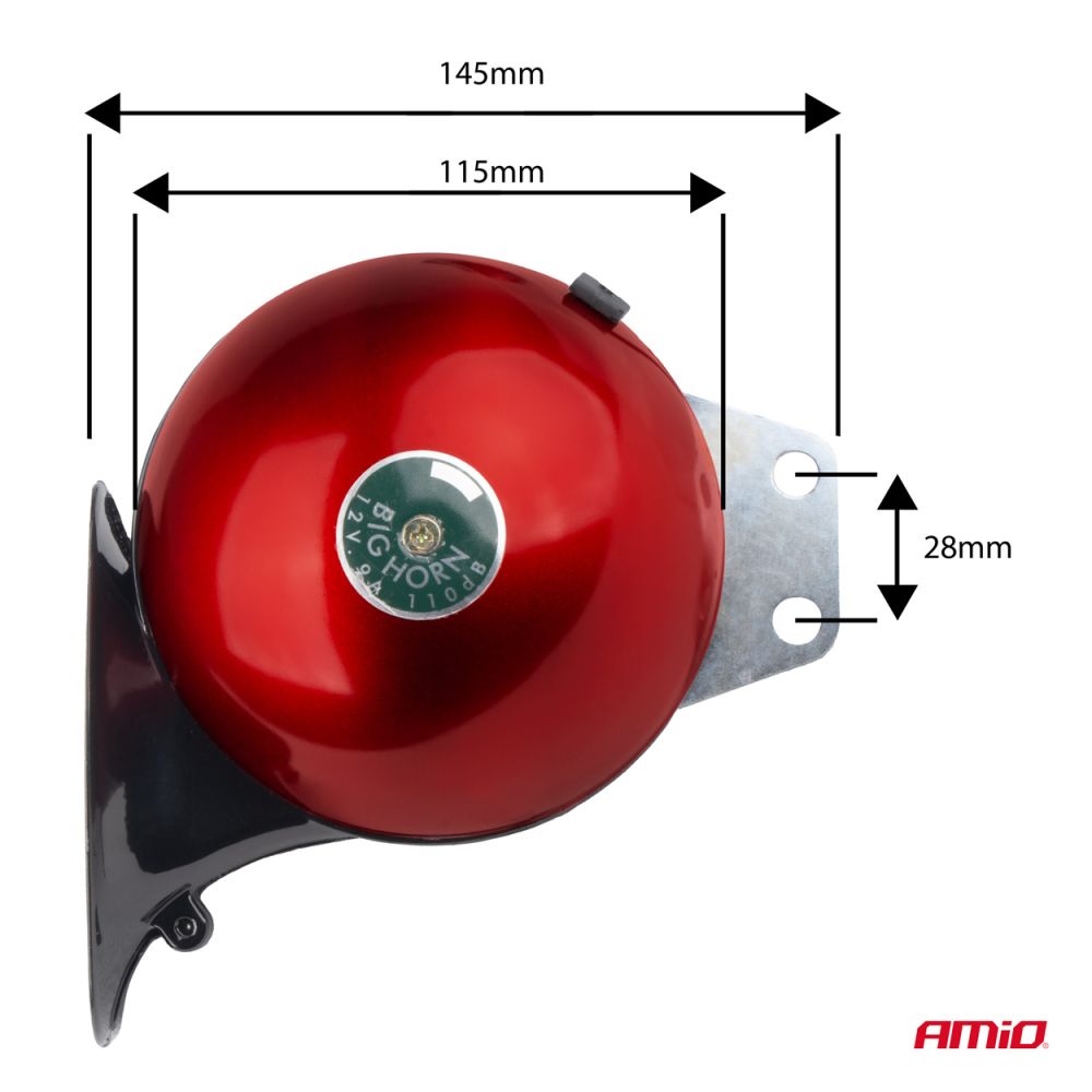 Amio - ΚΟΡΝΑ ΣΑΛΙΓΓΑΡΙΑ 12V - 110dB ΚΟΚΚΙΝΟ/ΜΑΥΡΟ - 2 ΤΕΜ. (04075/AM)