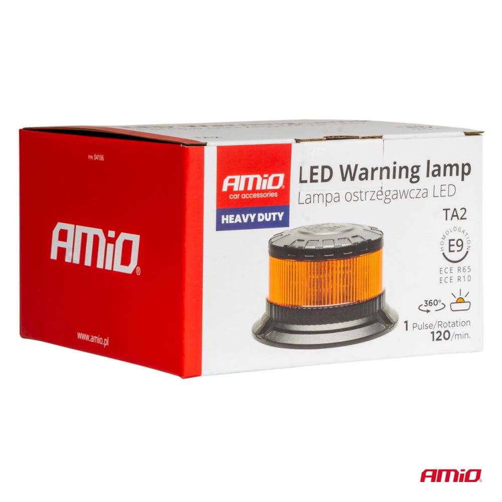 Amio - ΦΑΡΟΣ HEAVY DUTY W28M 12/24V ΠΟΡΤΟΚΑΛΙ 16LED ΜΑΓΝΗΤΙΚΟΣ/ΒΙΔΩΤΟΣ ΜΕ ΦΙΣ ΑΝΑΠΤΗΡΑ Υ89mm Φ110mm - 1 τεμ. (04105/AM)