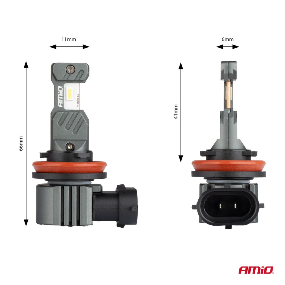 Amio - ΛΑΜΠΕΣ LED H8/H9/H11/H16 12V 60W 6.000K 5.600lm +400% LED CAN-BUS HYBRID SERIES - 2 ΤΕΜ. (04116/AM)