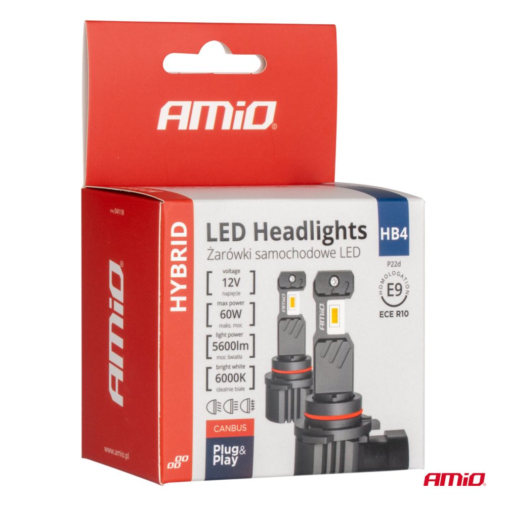 ΠΡΟΣΦΟΡΑ Amio - ΛΑΜΠΕΣ LED HΒ4 9006 12V 60W 6.000K 5.600lm +400% LED CAN-BUS HYBRID SERIES - 2 ΤΕΜ. (04118/AM)