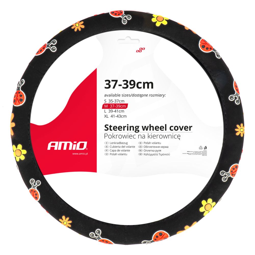 Amio - ΚΑΛΥΜΜΑ ΤΙΜΟΝΙΟΥ SWC-58 (M) 37>39cm ΜΑΥΡΟ ΜΕ ΣΧΕΔΙΟ ΠΟΛΥΧΡΩΑ ΛΟΥΛΟΥΔΙΑ & ΠΑΣΧΑΛΙΤΣΕΣ - 1 ΤΕΜ. (04168/AM)