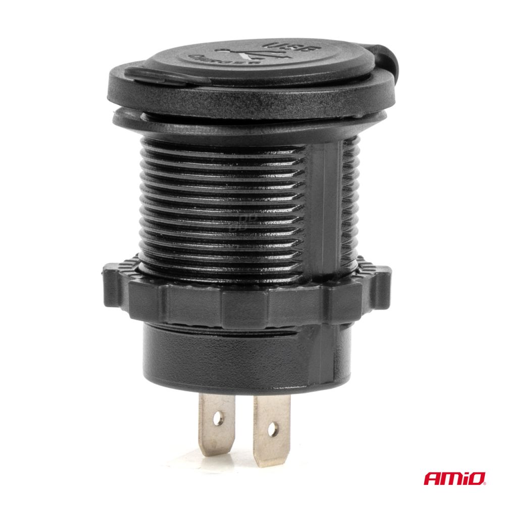 Amio - ΠΡΙΖΑ ΜΕ 2 ΘΥΡΕΣ USB ΚΑΙ ΚΑΠΑΚΙ ΜΑΥΡΗ 12/24V 4.2A ΑΔΙΑΒΡΟΧΗ ΜΕ ΜΠΛΕ LED ΦΩΣ ΕΝΔΕΙΞΗΣ - 1 ΤΕΜ. (04217/AM)