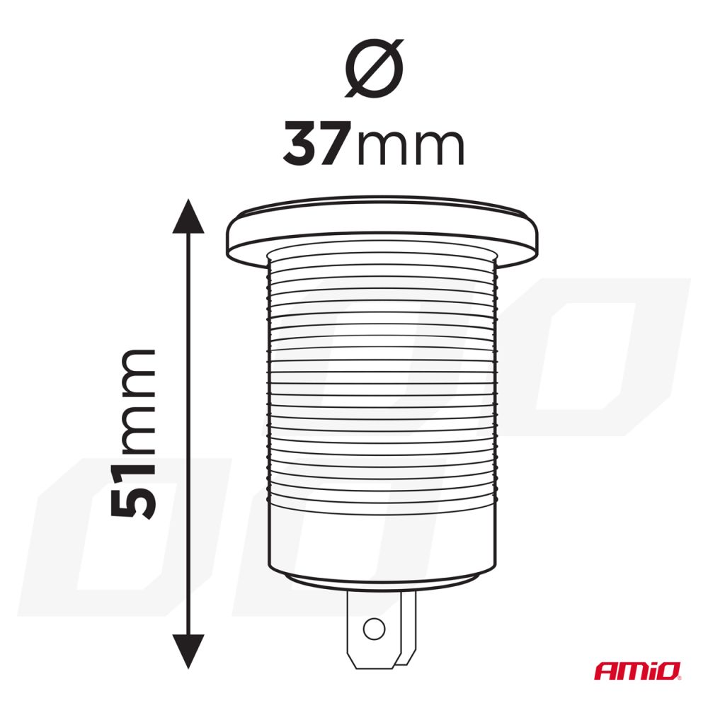 Amio - ΠΡΙΖΑ ΜΕ 2 ΘΥΡΕΣ USB ΚΑΙ ΚΑΠΑΚΙ 12/24V QUICK CHARGE 3.0 ΑΔΙΑΒΡΟΧΗ ΜΕ ΚΟΚΚΙΝΟ LED ΦΩΣ ΜΑΥΡΗ - 1 τεμ. (04221/AM)